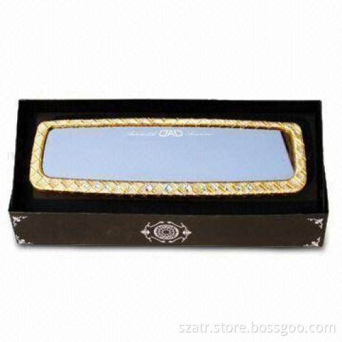 Gold-plated Car Mirror with Imitation Diamond, Available in Black and White Colors